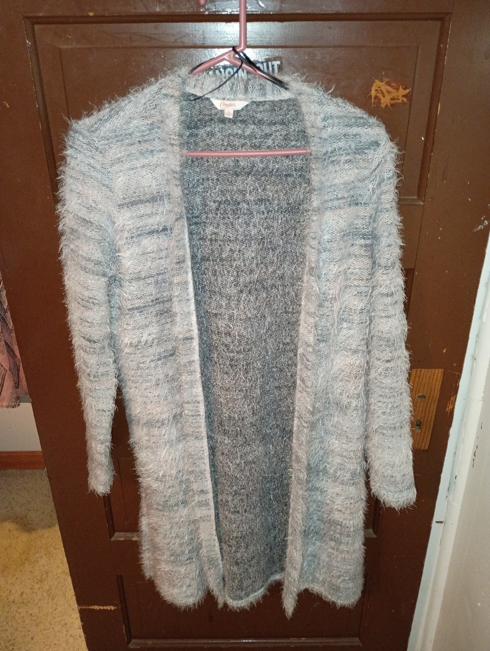 GUC Candie's Fluffy Gray Long Sleeve Open Cardigan S